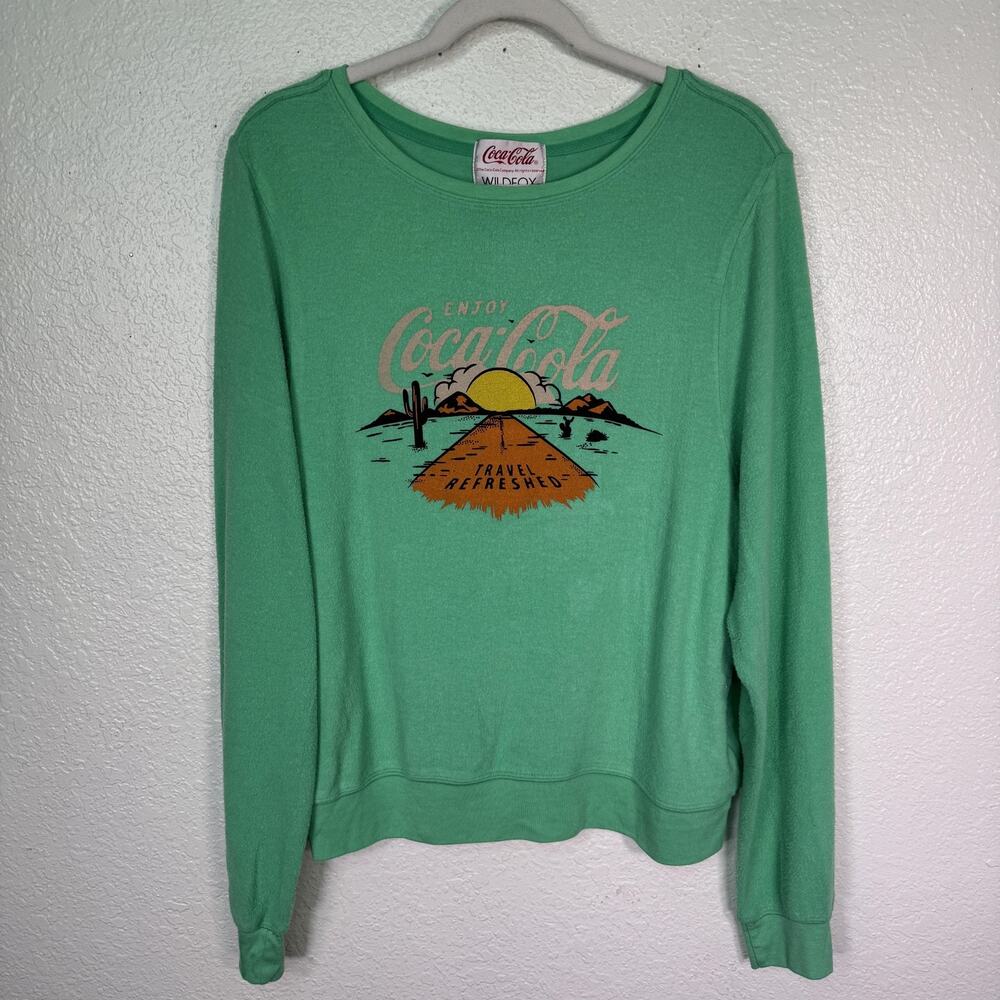 Wildfox Coca Cola Sweater Womens Medium Travel Refreshed Baggy Beach Jumper NEW